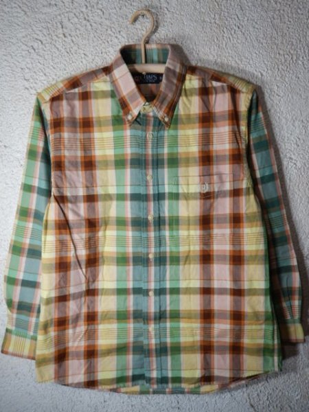 n8167 CHAPS チャップス ラルフ ローレン 日登美 vintage ビンテージ 長袖 チェック デザイン ボタンダウン シャツ 送料格安拍卖