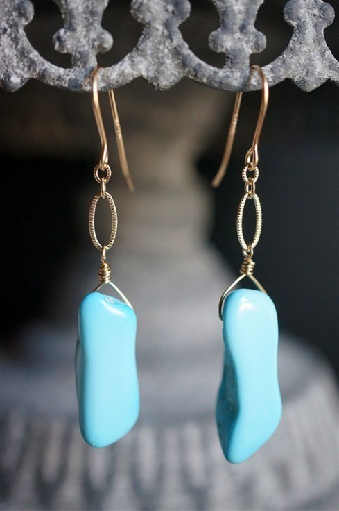 K14GF ピアス 2011 アリゾナターコイズ  天然石・パワーストーンピアス拍卖