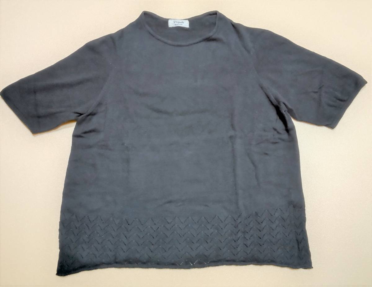 Vcapello 日本製 黒 BLACK ブラック 半袖ニット拍卖