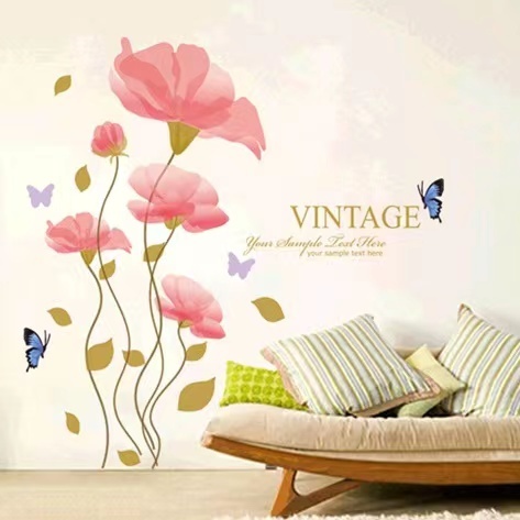 ウォールステッカー YB097 ガーデン ピンク花 癒す DIY 壁紙 インテリアシート 剥がせる 送料無料拍卖