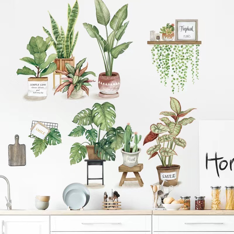 ウォールステッカー YAD132 ガーデン 植木鉢 植物 癒す DIY 壁紙 インテリアシート 剥がせるシール 送料無料拍卖