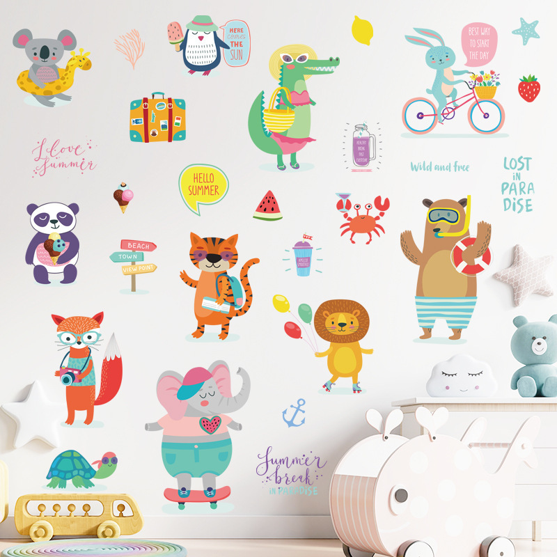 ウォールステッカー YB063 動物 英語 子供 幼稚園 癒す DIY 壁紙 インテリアシート 剥がせるシール 送料無料拍卖