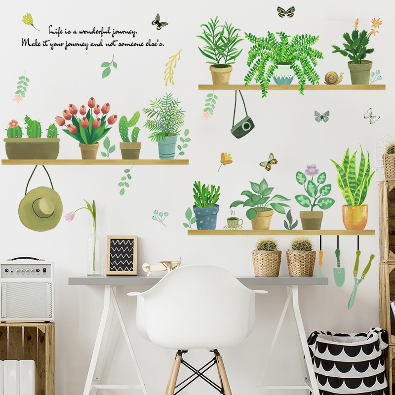 ウォールステッカー YB147 ガーデン 植木鉢 癒す DIY 壁紙 インテリアシート 剥がせるシール 送料無料拍卖