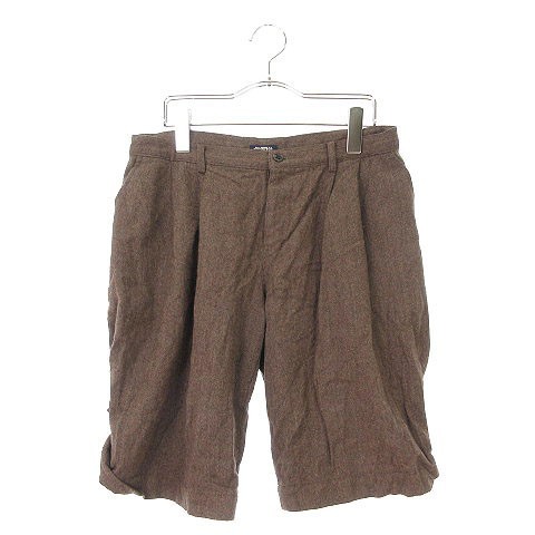 ジャーナルスタンダード JOURNAL STANDARD パンツ ハーフ ショート ヘリンボーン ボタンフライ ウール カシミヤ 38 茶 ブラウン拍卖