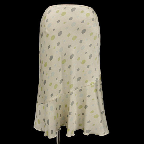 イネド INED スカート ミディ丈 タイト 裾フレア ドット ベージュ ブルー系 水色 グリーン 緑 グレー 6 レディース拍卖