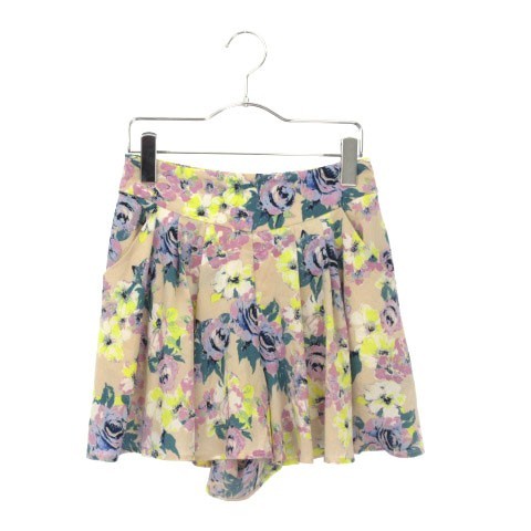 ヘザー Heather パンツ スカート キュロット タック 花柄 F ベージュ ☆S☆ /mm0607 レディース拍卖