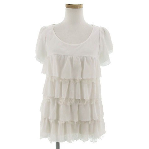 イネド INED カットソー 半袖 ティアード レース オフ白 9 レディース拍卖