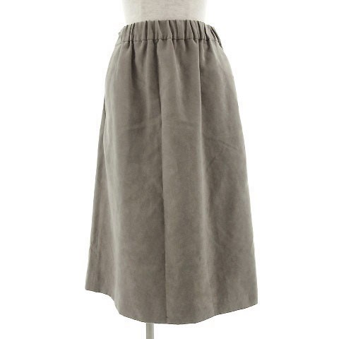 ネイ NEI アバハウス スカート ミモレ丈 フレアー スエード調 グレージュ レディース拍卖