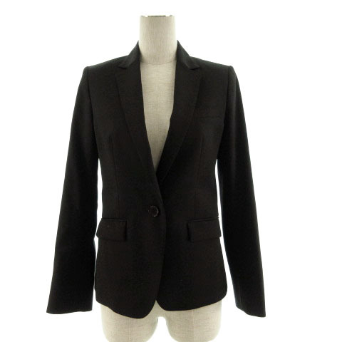 インディヴィ INDIVI ジャケット テーラードジャケット シングル 1B 本切羽 総裏地 ウール混 ブラック 黒 36 レディース拍卖