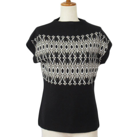 MARINA SPORT マリナスポート マリナリナルディ セーター ニット ジャガード ビーズ ウール カシミヤ XS 黒 ブラック レディース拍卖