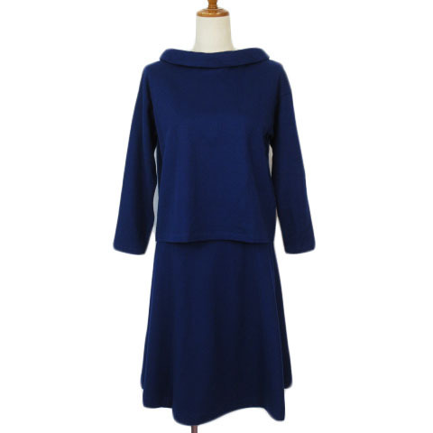 オールドイングランド OLD ENGLAND HONORE セットアップ 2点セット ソリッドジャージー カットソー スカート 36 紺拍卖