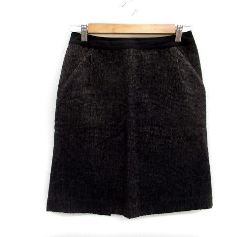 デミルクス ビームス Demi-Luxe BEAMS タイトスカート ひざ丈 ツイード ウール 38 マルチカラー ブラック 黒 /MS36 レディース拍卖