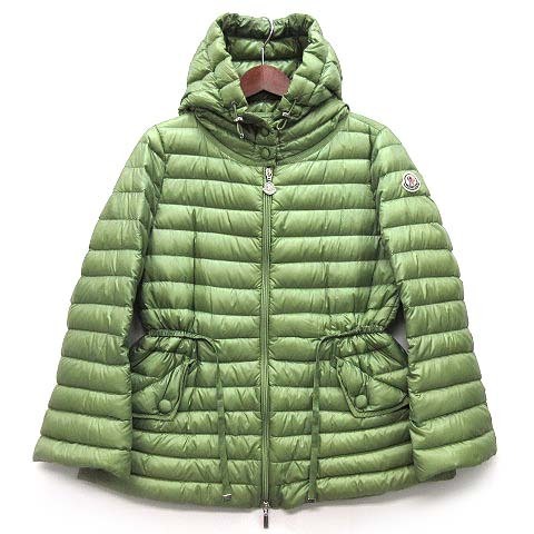 モンクレール MONCLER アニカ ANIKA ライト ダウン ジャケット フード付 グログラン トリム ジップアップ 若草色 グリーン 0 国内正規拍卖