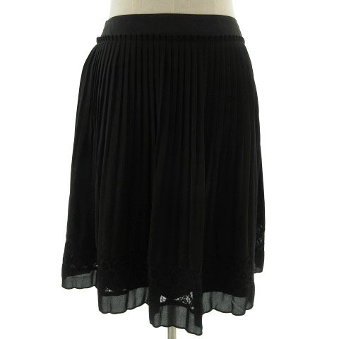 フィールドドリーム field/dream スカート プリーツ ひざ丈 裾レース ブラック 黒 67 レディース拍卖