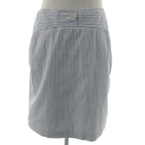 トミーヒルフィガー TOMMY HILFIGER スカート タイト ひざ丈 ストライプ ブルー 青 ホワイト 白 6 レディース拍卖