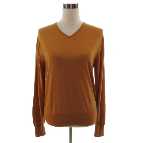 シップス SHIPS ニット セーター 長袖 16.5ミクロン ハイゲージ ウール シンプル ブラウン系 茶系 XL レディース拍卖