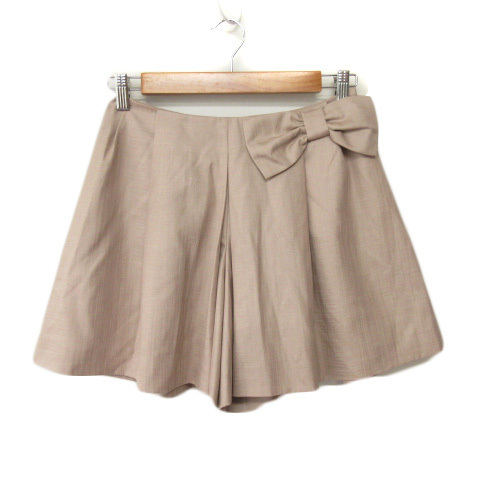 ボンメルスリー BON MERCERIE パンツ キュロット タック リボン 36 ベージュ レディース拍卖