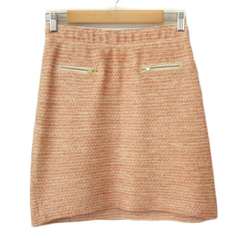 ボナジョルナータ BUONA GIORNATA スカート ニット ツイード ラメ コットン M オレンジ レディース拍卖