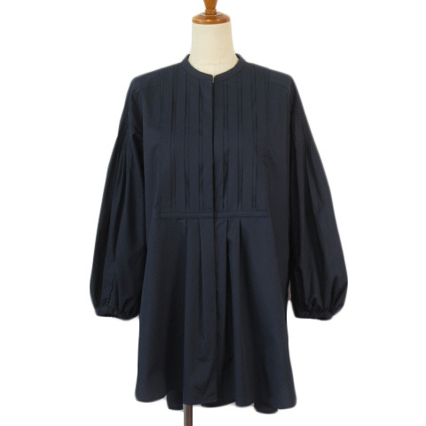 LAPINE BLANCHE ラピーヌ ブランシュ ボリュームタックブラウス 38 紺 ネイビー レディース拍卖