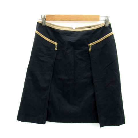 アナイ ANAYI フレアスカート ひざ丈 無地 38 紺 ネイビー /SY14 レディース拍卖