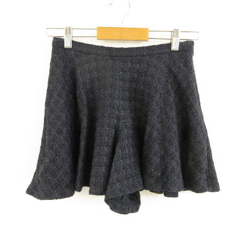 アンタイトル UNTITLED キュロット ショートパンツ ツイード 紺 1 *T668 レディース拍卖