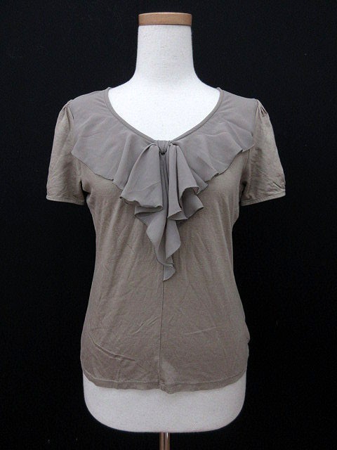 ケティ KETTY カットソー Tシャツ 半袖 フリル 2 カーキ レディース拍卖