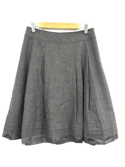 ビアッジョブルー Viaggio Blu スカート ひざ丈 フレア ティアード ウール ジップファスナー 2 グレー /M2N9 レディース拍卖