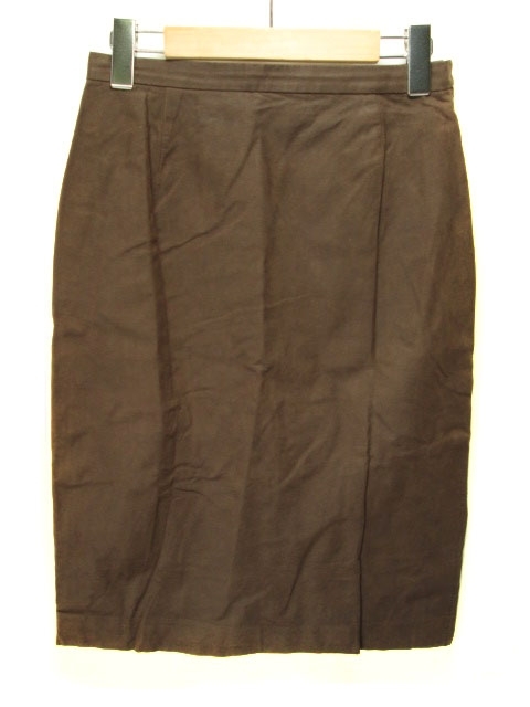 トラサルディ TRUSSARDI フェイクレザー スカート タイト 42 茶 ブラウン レディース拍卖