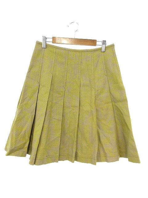 マカフィー MACPHEE トゥモローランド スカート ボックスプリーツ ひざ丈 総柄 36 ベージュ /TM39 レディース拍卖