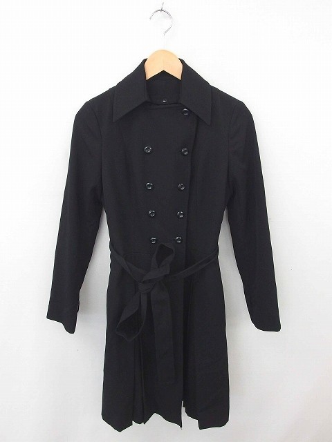 エムケー ミッシェルクラン MK MICHEL KLEIN コート アウター ステンカラー ロング ライナー ベルト ウール 38 黒 ブラック /TT3拍卖