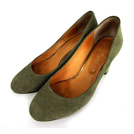 フィージュ Feed you パンプス スウェード調 ラメ 日本製 カーキ 23 レディース拍卖