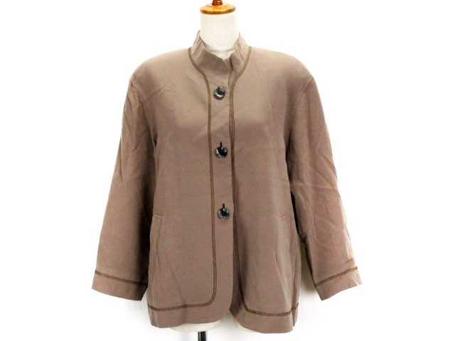 レリアン Leilian ジャケット カットソー スタンドカラー 9 ベージュ レディース拍卖