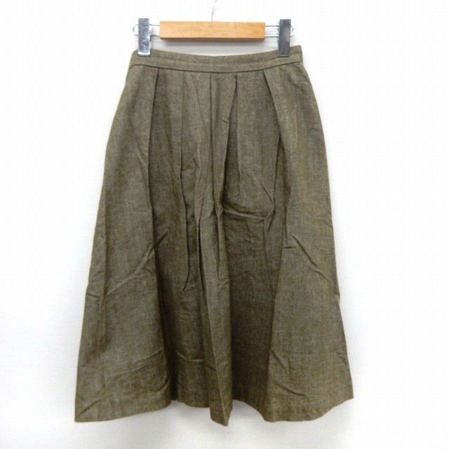 スピック&スパン Spick&Span スカート フレア タック 膝下丈 シンプル 38 カーキ /ST53 レディース拍卖