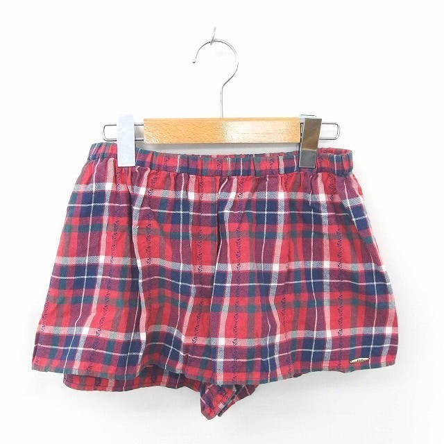 ベット&ブレックファスト BED&BREAKFAST パンツ キュロット ショート チェック ウエストゴム S 赤 紺 レッド ネイビー /TT34拍卖