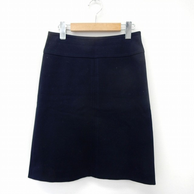 トゥモローランド TOMORROWLAND スカート タイト 膝丈 バックジップ 無地 シンプル 36 ネイビー 紺 /ST39 レディース拍卖
