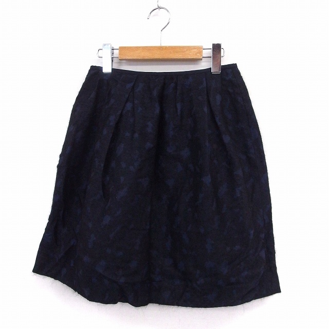 ボールジー BALLSEY トゥモローランド スカート フレア 膝丈 総柄 バックジップ 36 ネイビー /ST34 レディース拍卖