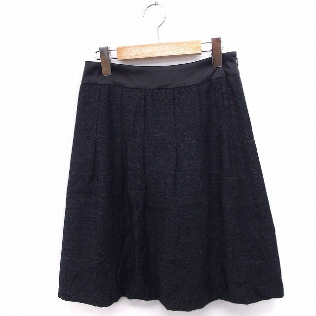 シップス SHIPS スカート タック ひざ丈 ウール 起毛 S グレー 灰 /FT29 レディース拍卖