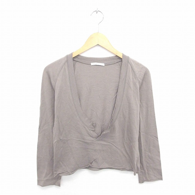 ギャルリーヴィー GALERIE VIE トゥモローランド カットソー ニット 深Vネック 薄手 綿 コットン 茶 ベージュ /TT31 レディース拍卖