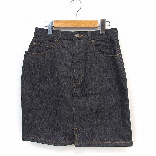 FEEL AT EASE スカート デニム 膝丈 ジップフライ ポケット シンプル 70-90 ブラック /ST47 レディース拍卖