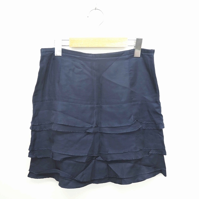 ジュエルチェンジズ Jewel Changes アローズ スカート タイト ミニ ティアード サイドジップ 36 紺 ネイビー /TT6 レディース拍卖