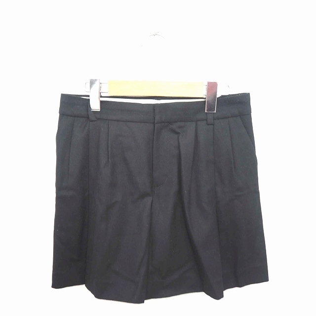 トゥモローランドコレクション パンツ キュロット ショート ジップフライ ウール 厚手 36 黒 ブラック /TT28 レディース拍卖