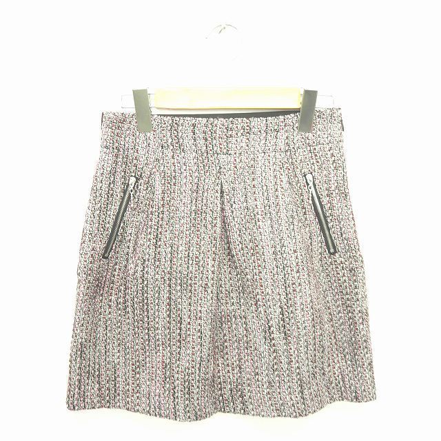 ルゥデルゥ Rew de Rew スカート タイト ミニ 総柄 サイドジップ 38 ピンク ブラック 黒 /TT28 レディース拍卖