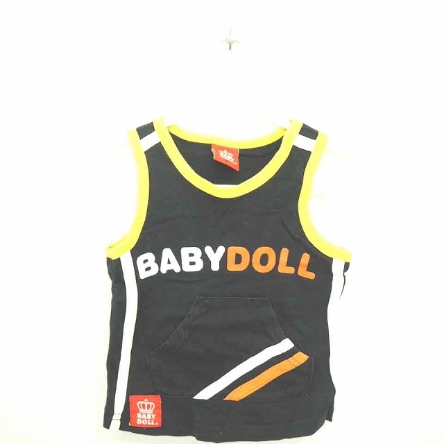 ベビードール BABYDOLL ベビー服 タンクトップ カットソー 英字 ロゴ プリント ノースリーブ 80 黒 ブラック /TT29 キッズ拍卖