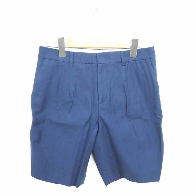 23区 オンワード樫山 パンツ ハーフ ショート ジップフライ 無地 シンプル 36 紺 ネイビー /TT5 レディース拍卖