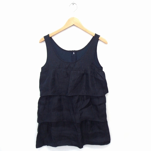 エックスジー xg チュニック ティアード Uネック ノースリーブ 無地 M ブラック 黒 /FT17 レディース拍卖