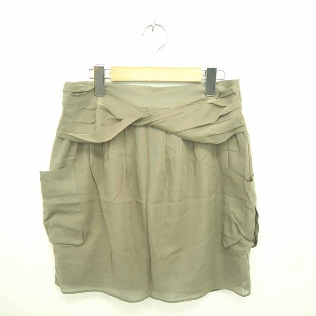 フューレン Fuhlen スカート タイト ミニ 薄手 バックジップ 無地 38 緑 カーキ /TT17 レディース拍卖