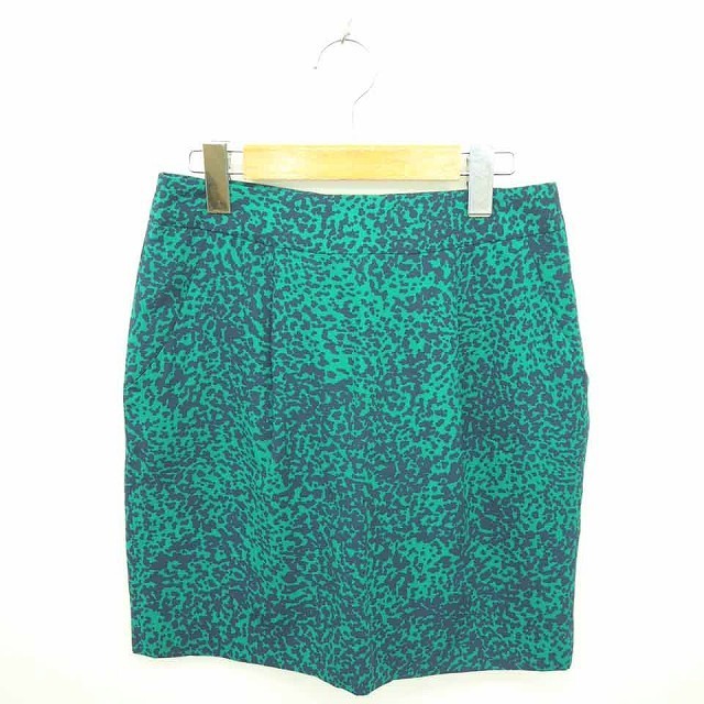 アルアバイル allureville スカート タイト ミニ 総柄 薄手 バックジップ 2 緑 紺 グリーン ネイビー /TT12 レディース拍卖
