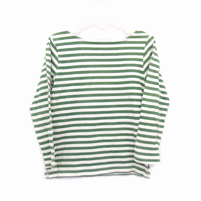 グローバルワーク GLOBAL WORK 子供服 Tシャツ カットソー 丸首 長袖 コットン ボーダー L グリーン アイボリー /HT15 キッズ拍卖
