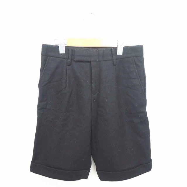 ジャーナルスタンダード JOURNAL STANDARD パンツ ハーフ ひざ丈 ロールアップ ジップフライ 厚手 ウール 36 黒 ブラック /TT14拍卖