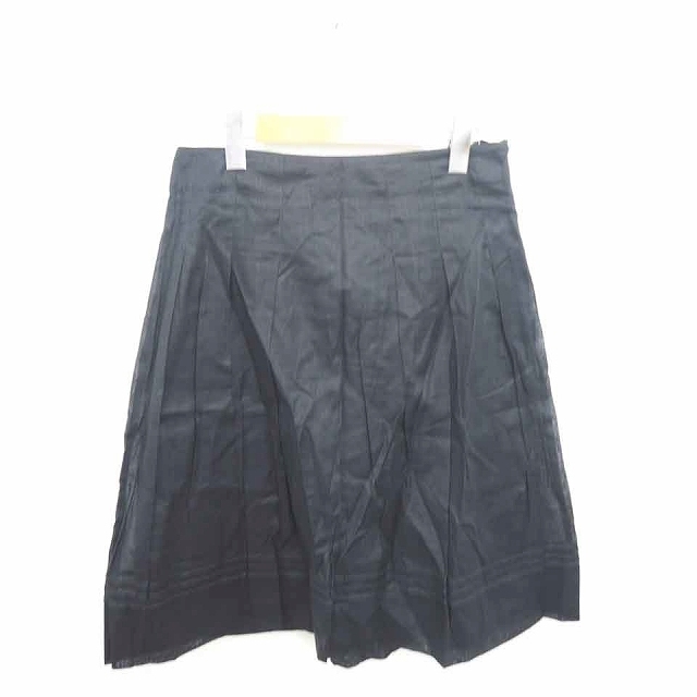 バナナリパブリック BANANA REPUBLIC スカート フレア 膝下丈 薄手 サイドジップ 綿 麻 リネン混 4 黒 ブラック /TT45 レディース拍卖